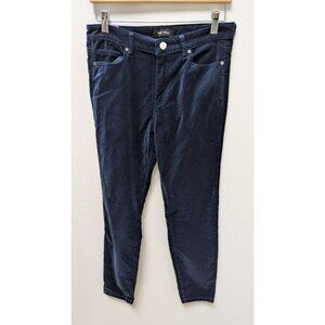 Well Worn Navy High-Rise Luxe Velvet Tapered Pant
